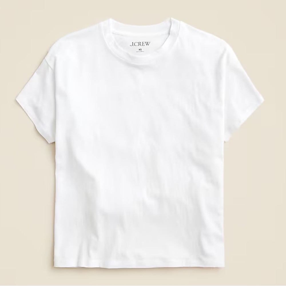 J.‎ Crew Feather jersey cropped T-shirt Small Crisp White Tee - Picture 2 of 10